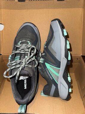 Merrell Women's Gray with Teal Accent Trail Shoes MQM Flex 2